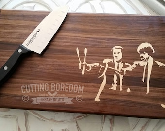 11x14x1" Pulp Kitchen - Custom Maple Inlay Cutting board.. Perfect for a Royale with cheese. Gift for Him, Funny Gift