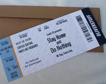 2020 Greeting Card-Tickets to Nowhere-Stay Home and Do Nothing-Social Distancing-Funny Christmas Card-Funny New Years card