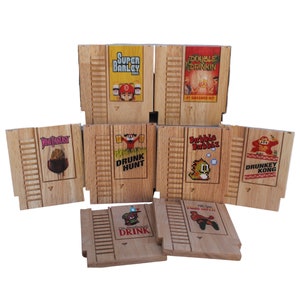 Retro 8 bit COLOR mini wood Coasters with FREE SHIPPING select up to 8 Punny titles, Old school, 8Bit, Pixel, Gamer, Video Game image 4