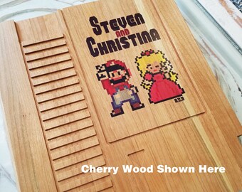Personalized 8bit Game Cartridge Cutting board Serving Platter with Free Shipping, Custom Cutting Board, Nerd wedding, Gamer wedding