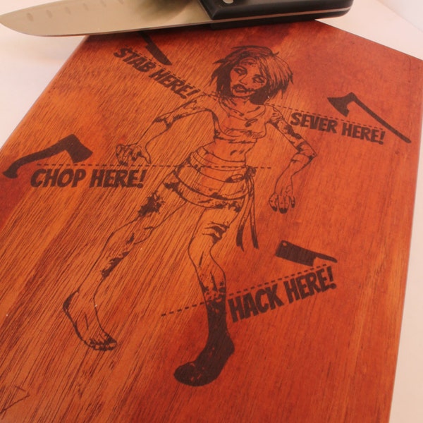 11x14x1" Zombie Cutting Boards.  Halloween cutting board. Chop down veggies... and the undead!Zombie art,Undead, Zombie kitchen,zombie lover