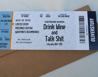 2020 Greeting Card-Tickets to Nowhere- Drink Wine & Talk Sh*%-Quarantine-Social Distancing-Funny Christmas Card-Funny New Years card