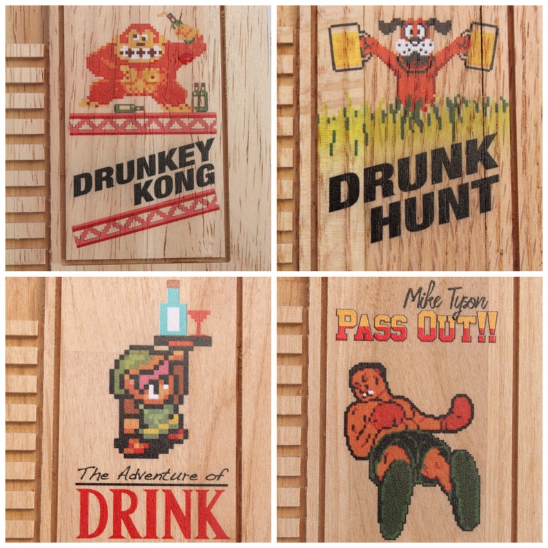 Retro 8 bit COLOR mini wood Coasters with FREE SHIPPING select up to 8 Punny titles, Old school, 8Bit, Pixel, Gamer, Video Game image 8