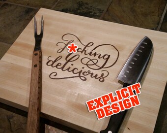 11x14x1 Cute Fucking Delicious inlay Cutting Board. Quality Cutting Board. Best Cutting Board. Custom Cutting Board. Funny Cutting Board