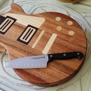 LP Guitar Shaped Cutting Board FREE SHIPPING, Custom Inlay Cutting Board, Musician, Guitarist, Music image 3