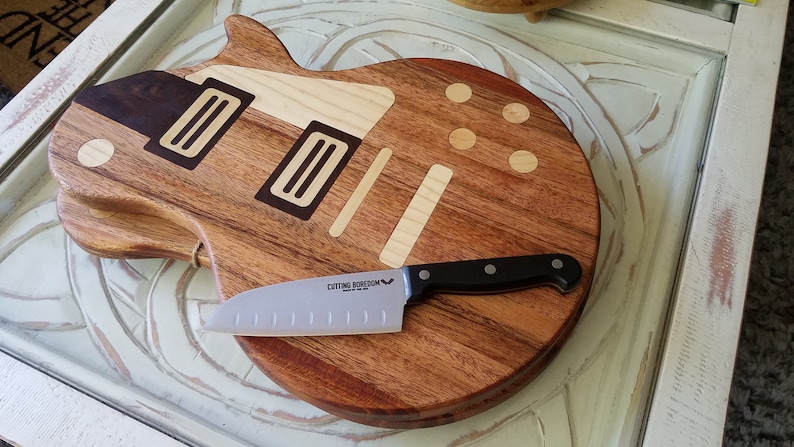 LP Guitar Shaped Cutting Board FREE SHIPPING Custom Inlay image 3
