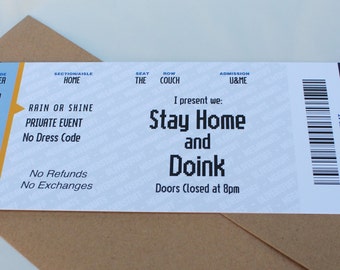 2020 Greeting Card-Tickets to Nowhere- Stay Home and Doink-Quarantine-Social Distancing-Funny Christmas Card-Funny New Years card