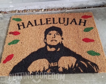 Hallelujah Coir Funny Doormat, Entry Rug, Christmas, Christmas Lights, Funny Entry