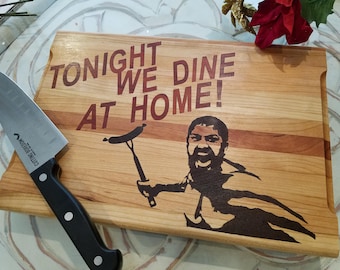 Spartan inlay Cutting Board to Sleigh your enemies and vegetables. THIS IS SUPPER!  Corporate gift, Client Gift idea