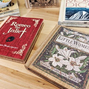 Real Title Solid Wood Book Shape Coasters FULL COLOR & FREE shipping pick from 26 classic options Best gift for book lovers image 10