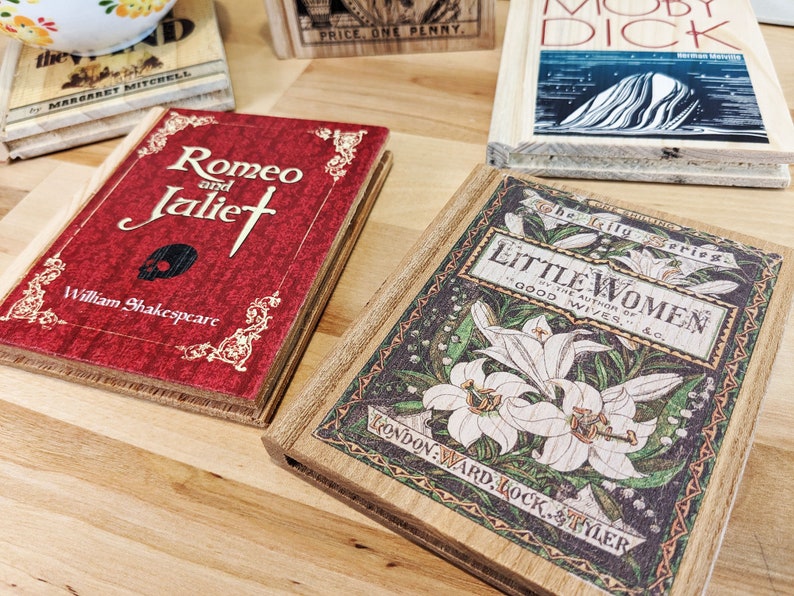 Real Title Solid Wood Book Shape Coasters FULL COLOR & FREE shipping pick from 26 classic options Best gift for book lovers image 10