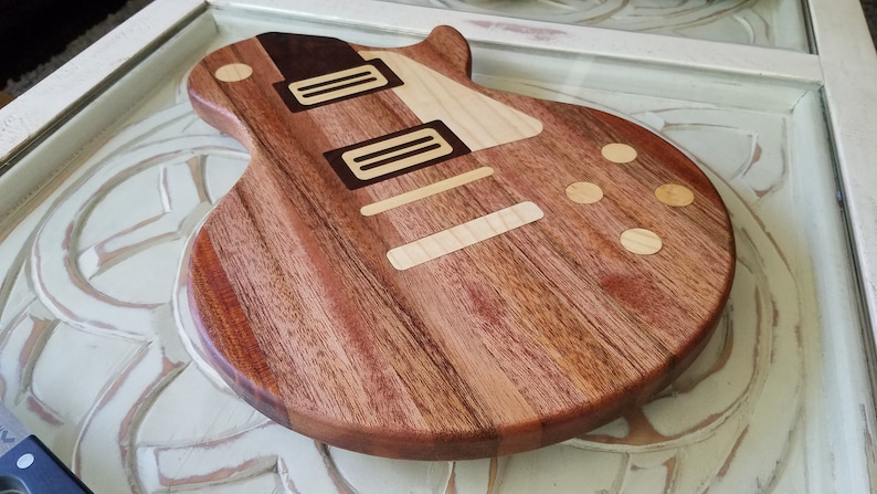 LP Guitar Shaped Cutting Board FREE SHIPPING, Custom Inlay Cutting Board, Musician, Guitarist, Music image 8