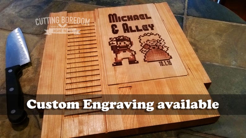 9x10 Personalized 8bit Game Cartridge Cutting board, Custom Cutting Board, Nerd wedding, Gamer wedding image 9