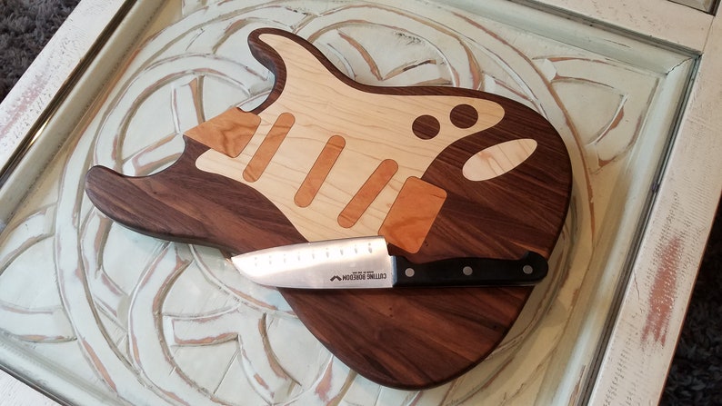 SB Guitar Shaped Inlay Cutting Board FREE SHIPPING Custom image 4