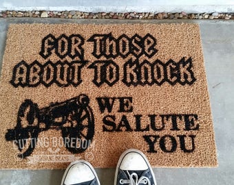 For Those About to Knock Doormat! An entry rug for headbangers.