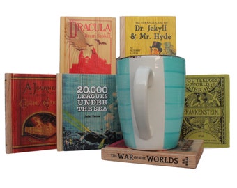 Classic SciFi Novels Reclaimed Wood Book Coaster Set - Free Shipping