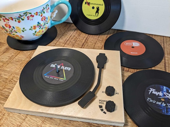 Wood Coasters For Drinks MECOWON Music Coasters With Vinyl Record ...