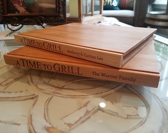 A Time To Grill with Custom Name Book Shape Cutting board, Closing Gift, Housewarming Gift, Personalized Cutting Board, Book Lover