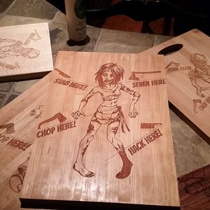 9x13 Zombie Cutting Boards.  Halloween Chop down veggies... and the undead! Flesh eater, Eat Brains, Walker, Wood Zombie, Brain eater