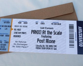 2020 Greeting Card-Tickets to Nowhere-Panic at the Scale-Quarantine-Social Distancing-Funny Christmas Card-Funny New Years card