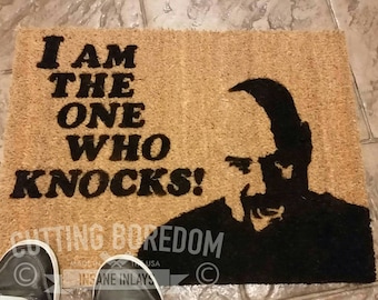 I am the one who knocks, funny door mat. When your home is your empire, greet guests with this amazing doormat!