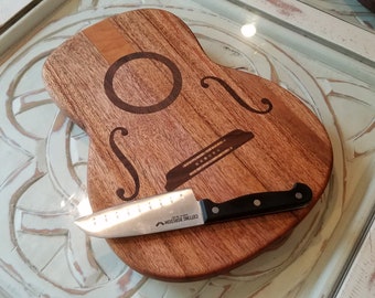 Acoustic Guitar Shaped Inlay Cutting Board *FREE SHIPPING*, Custom Inlay Cutting Board, Musician, Guitarist, Music