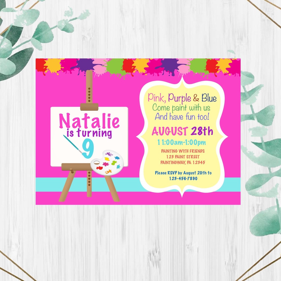 Paint Party Invitation Painting Party Paint Party Birthday Etsy