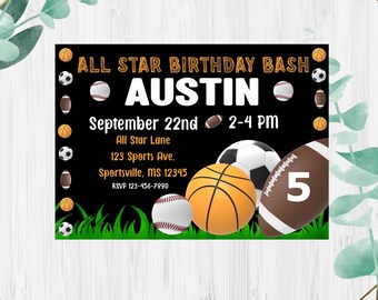 Multi Sport Invite Etsy