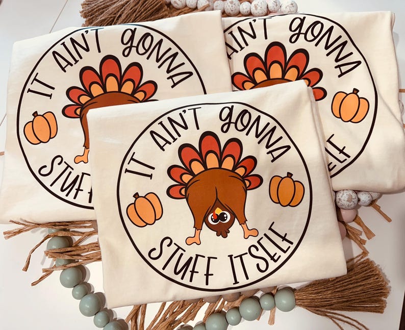 Jusgai Women's Color Block Thanksgiving Shirt - 'Gobble Gobble' Print Long Sleeve Raglan Tee - View #4
