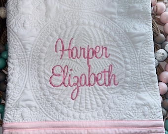 Personalized Baby Quilt, Monogrammed Heirloom quilt, Personalized Baby Quilt, Baby Shower Gift, Baby Gift, Nursery decor, Nursery quilt