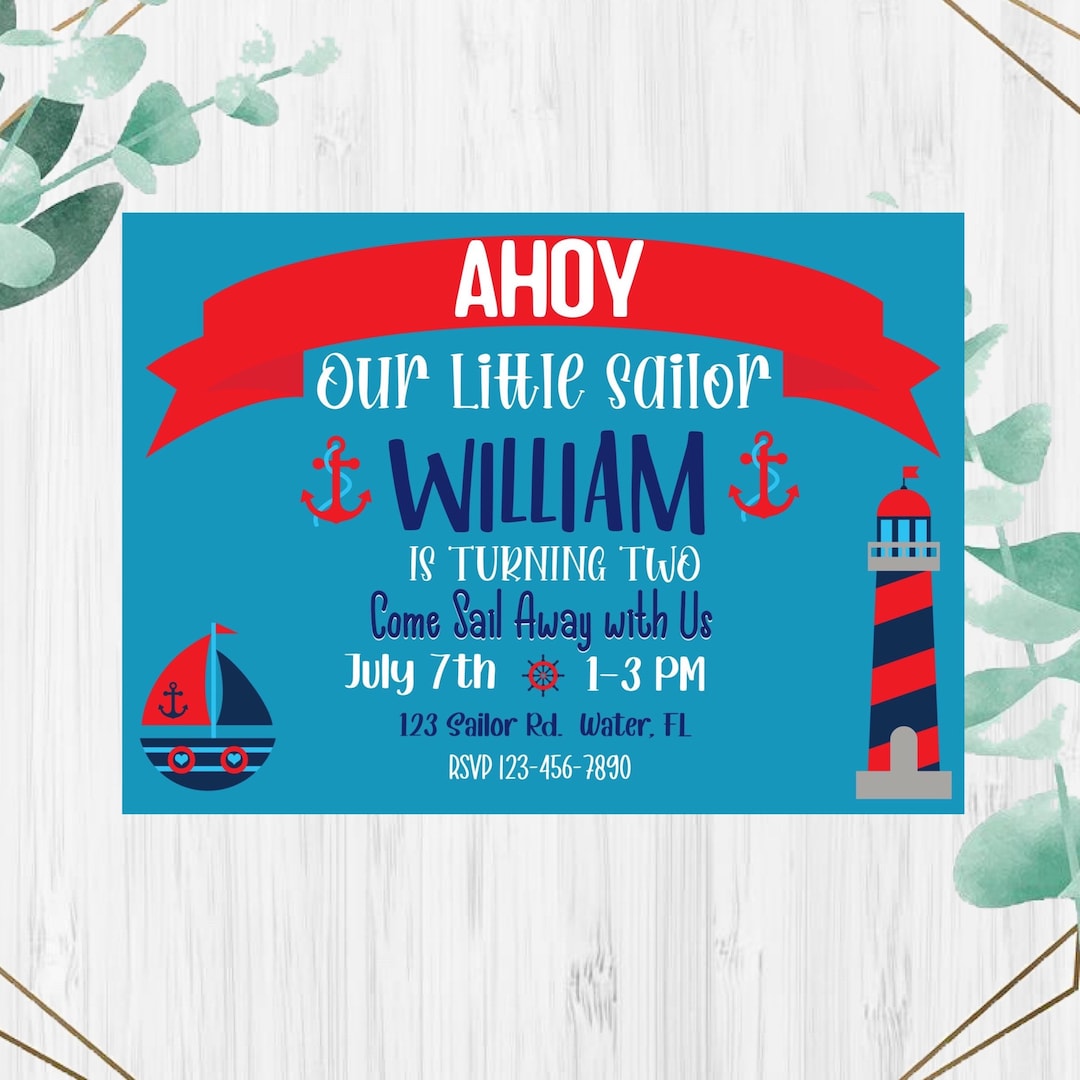 Nautical Invitation, Captain Invitation, Boat Invitation, Ahoy ...