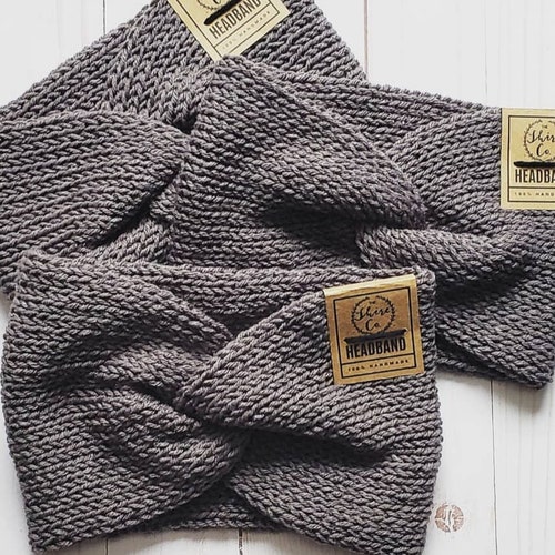 Black Chunky Knitted Headband Knitted Hairband Winter Etsy