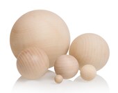 10 x Natural Wooden Craft Beads, Balls 10 to 50mm Diameter Wood
