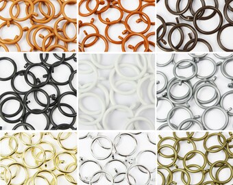 30 Pack of Plastic Curtain Rings for 19 to 28mm Poles - 9 Colours & 2 Sizes