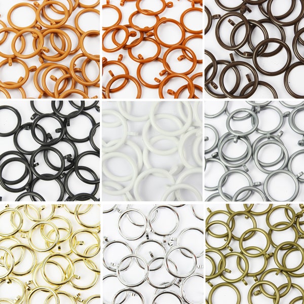 30 Pack of Plastic Curtain Rings for 19 to 28mm Poles - 9 Colours & 2 Sizes