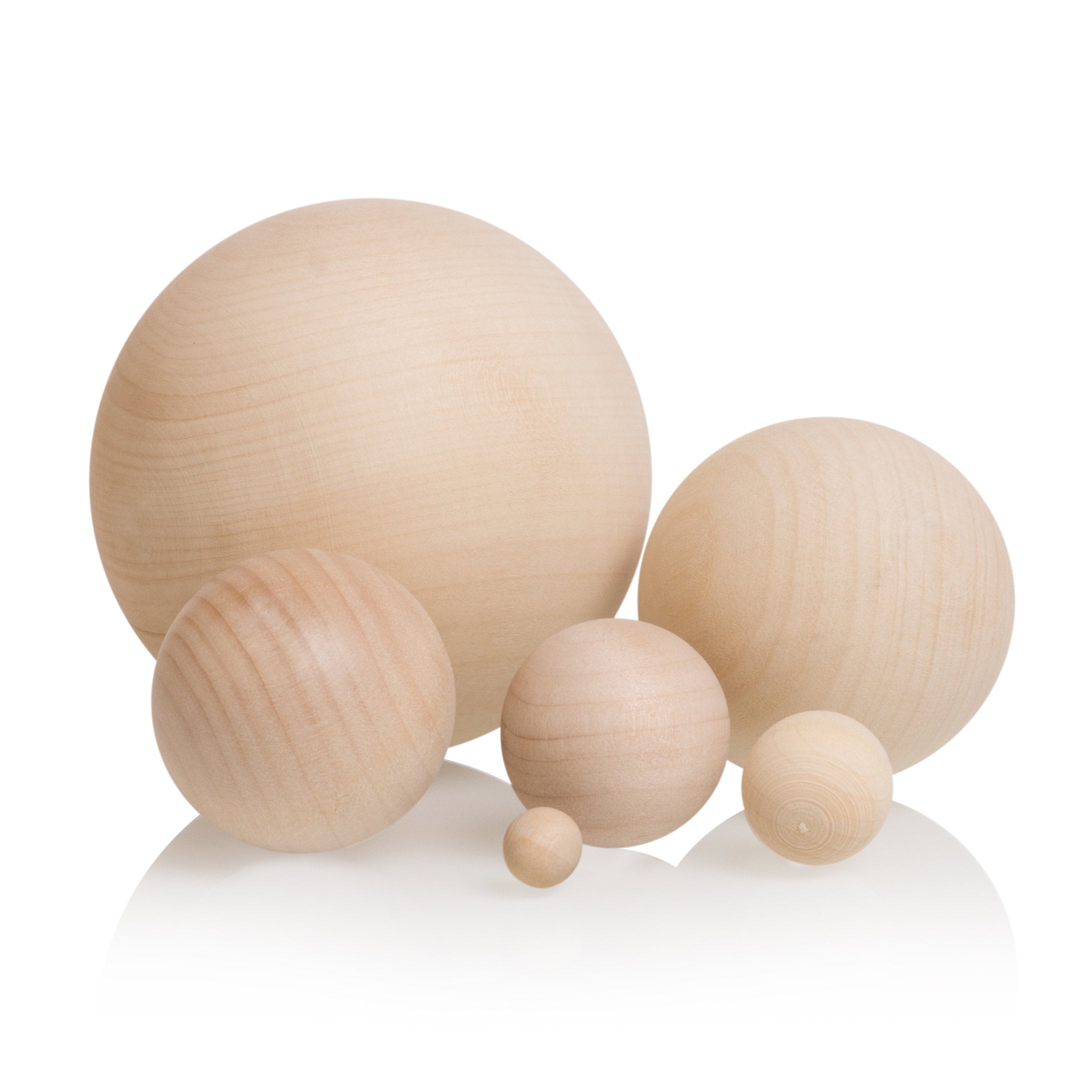 Set of Four Wooden Balls, Made From Hardwood, 90mm / 9cm / 3.5