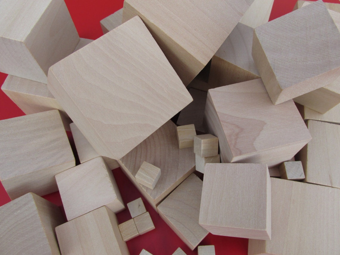 10 Pack Wooden Craft Blocks Wood Cubes sizes 10mm to 75mm Etsy