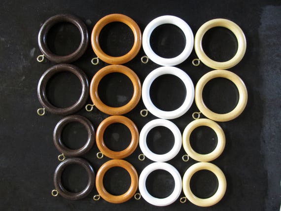 10 Pack Of Wooden Curtain Rings In 4 Colours And 2 Sizes For Etsy