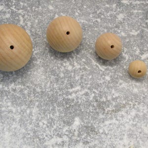 10 x Natural Wooden Craft Beads 10 to 50mm Diameter Wood image 2