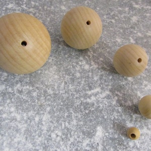 10 x Natural Wooden Craft Beads 10 to 50mm Diameter Wood image 1