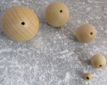 10 x perles artisanales en bois naturel de 10 à 50 mm de diamètre en bois