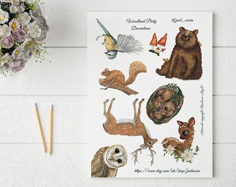 Woodland Baby Shower Birthday Cupcake toppers, Floral Girl Boy Forest Animal labels Woodland shower decoration, Printable INSTANT DOWNLOAD