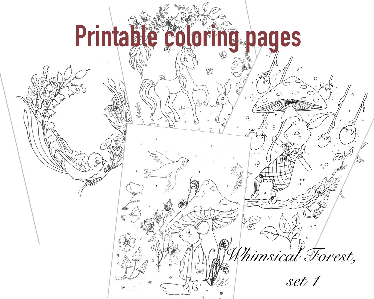 Printable Coloring Pages Set 1 Printable Coloring Sheets Pdf Etsy Schweiz