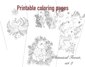 Printable animal coloring pages set 2, printable coloring sheets pdf, fun activity for kids coloring, instant Download coloring pages PDF