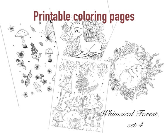Printable coloring pages set 4 printable coloring sheets pdf | Etsy