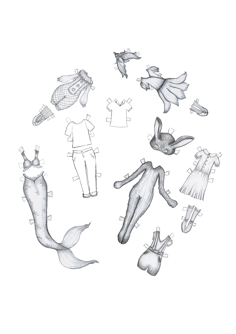 Cut Out Paper Dolls Hand Illustrated Paper Dolls Kids Craft Paper Doll Printable Coloring Sheets Paper Doll Instant Download PDF