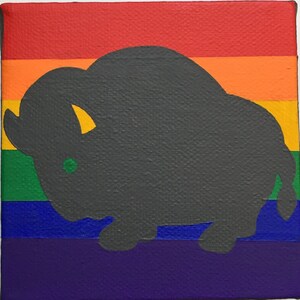 Rainbow Buffalo Painting