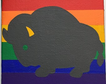 Rainbow Buffalo Painting