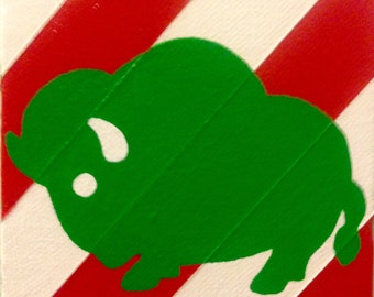 Candy Cane Buffalo Painting