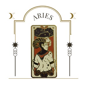 Art Nouveau Aries Zodiaque Enamel Pin zodiac horoscope stars constellation mythology March April